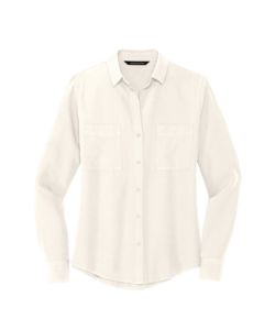 MERCER+METTLE Women's Stretch Crepe Long Sleeve Camp Blouse